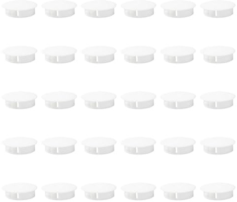 30PCS White Flush Type Panel Plug Drill Hole Cover Screw Cap Button for Kitchen Cabinet and Furniture Hole Cover