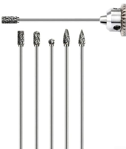 Jotekonoby Set di frese rotanti in carburo massiccio a doppio taglio lungo 100 mm con gambo da 1/8 di pollice per lavorazione del metallo, intaglio del legno, creazione di gioielli, 5 pezzi