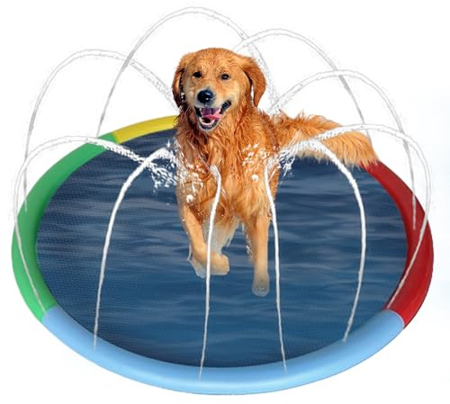 Splash Pad Dog Pool For Small Dogs And Kids, Dog Water Sprinkler Play Mat, Splash Area Summer Water Toy For Bath, Garden, House 170 Cm