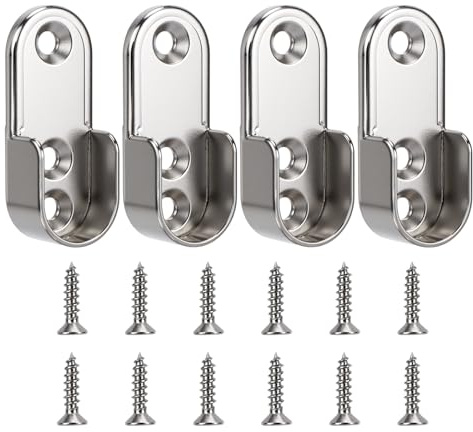 4 Stück Schrankrohrhalter Oval-Kleiderstangenhalter, Kleiderstange Halterung Für Garderobenstangen Aus Zinklegierung, Mit 12 Schrauben