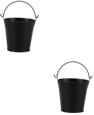 YARNOW 2 Piezas Cubo Metálico Reutilizable para Barbacoa Cubo de Aceite y Grasa Resistente Altas Temperaturas Diseño con Asa para Exteriores y Jardín Negro