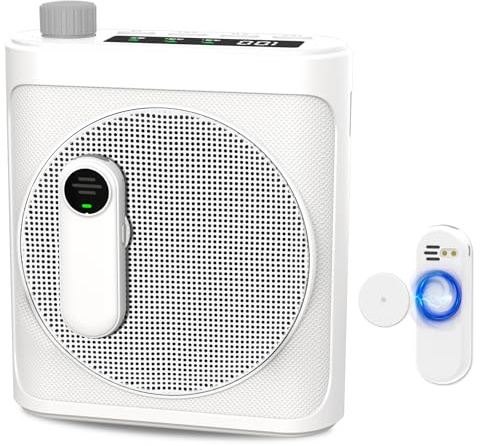 Amplificador de voz Micrófono inalámbrico con solapa magnética, amplificador de voz portátil para profesores con 2 micrófonos, sistema de altavoces Bluetooth recargable para aula, yoga, reuniones
