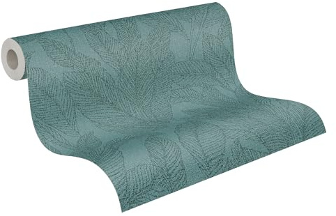 A.S. Création Vliestapete mit Blatt-Struktur in Blau, Grün - Florale Blättertapete 10,05 m x 0,53 m by COSMOPOLITAN - 790644