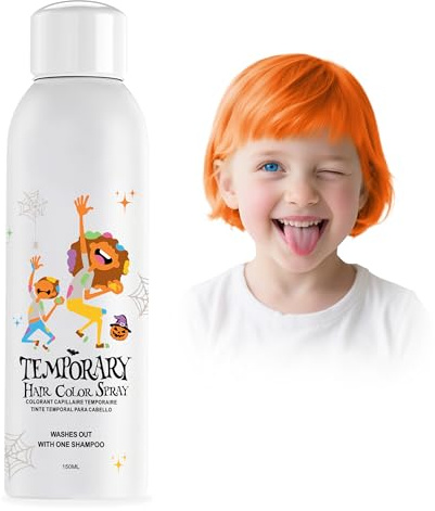Orange Temporäre Haarfarbenspray, Silber Sofortige Haarfarben-Alternative für Teens Männer Frauen, Schnelles Styling für Party Weihnachten Halloween, Abwaschbar, 150ml