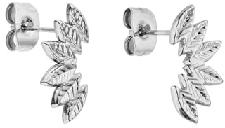 Purelei Bladörhängen – vattentäta | Örhängen med bladdesign i rostfritt stål | 14K guldplätering, silver och 18K roséguldplätering | naturliga, eleganta örhängen, Normal, Rostfritt stål, Abalone