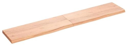 HETFTJN Estantería de pared de madera maciza de roble 160 x 30 x (2-4) cm con borde natural, estantería flotante rústica plegable, tablero de pared de madera maciza tratada para salón, oficina o baño