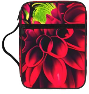 pojknbv Tablero de madera retro con estampado de dalia roja, bolsa de almacenamiento de la Biblia, soporte para escrituras, accesorios religiosos para la iglesia de viaje, devocional