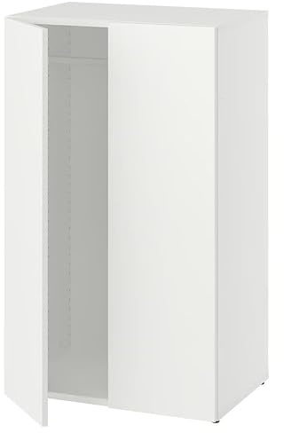 ZRIZAURA LASTARE Small Children's Wardrobe 60x42x101 cm, Clothes Storage Cabinet with Hanging Rail and Doors, Freestanding Bedroom Closet Organizer for Clothing, Hallway, Home Storage (White)