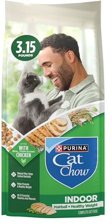Purina Cat Chow Indoor Healthy Weight and Hairball Dry Cat Food With Chicken - (Pack of 4) 3.15 lb. Bags