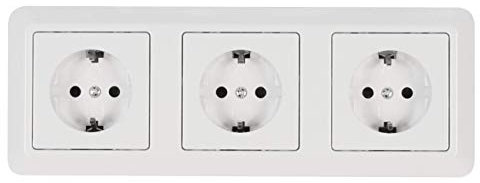 MC POWER - CUP - Steckdosen Set 3-fach Steckdose | Beginner 3S Profi | 4-teilig, dreifach-Steckdose mit Rahmen weiß, poliert