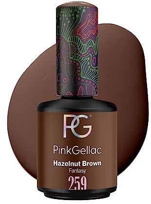 Pink Gellac UV Gel Nagellack - 259 Hazelnut Brown 15 ml - Lang Anhaltend UV Nagellack Braun - Gel UV für 14 Tage Nägel in Salonqualität - Made in Holland