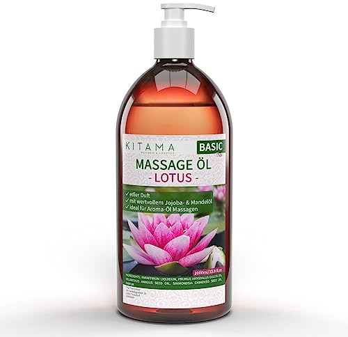 Kitama Huile de Massage aromatique Lotus 1000ml (1-litre) pour massage thaï bien-être physiothérapie spa wellness