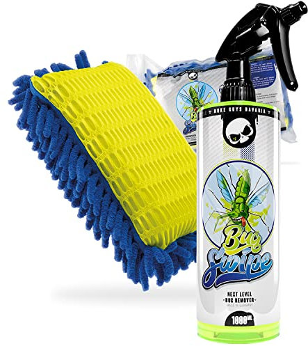Nuke Guys Bug Swipe - Kit di Pulizia Anti-Insetti per Auto/Moto, 1 l + Spugna Anti-Insetti, Bug Swiper 2 in 1, Ideale per la Pulizia della Moto, Lo Sporco ostinato, Gli Escrementi di Uccelli, ECC.