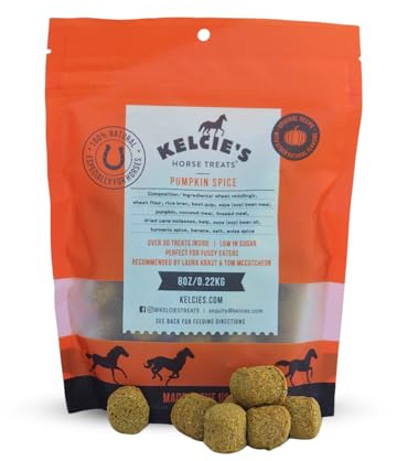 Kelcies Pumpkin Spice Horses Treats - Low Sugar, Starch, and Carbohydrates | Healthy Treats for Horse Supports Superior Digestion 8 Ounce (1 Pack)