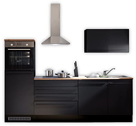 84-131-18 JAZZ Küchenblock Küchenzeile Schwarz ohne Geräte ca. 260 x 200 x 60 cm