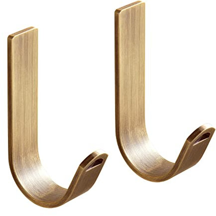 Messing Haken Golden, Handtuchhaken an der Wandtür, ohne Bohren, Wandhaken selbstklebend zum Aufkleben an Türhaken,Bademantelhaken, Wandhaken, Schlüsselhänger für Badezimmer und Küche (2 Stück)