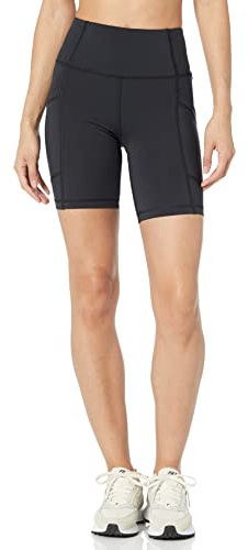 Amazon Essentials Active Sculpt High Rise 7 cykelshorts med fickor, svart, Large