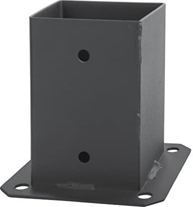 ADGO Douille à Visser en Graphite - Ancrage au Sol pour poteaux en Bois - 140 x 140 mm - Support de clôture - Plaque de Sol galvanisée à Chaud