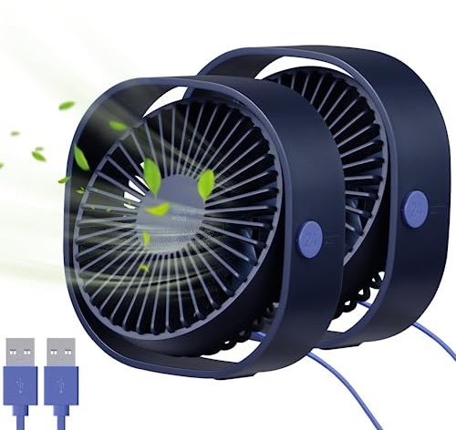 Joyoolife Lot de 2 ventilateurs de bureau, ventilateur de table réglable à 3 vitesses, ventilateur de bureau silencieux et puissant, alimenté par batterie, rechargeable par USB, ventilateur inclinable