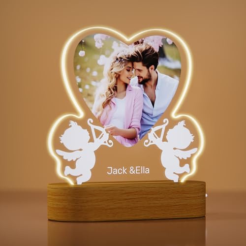 Rainsar Personalisiert Herz Fotorahmen, Acryl Personalisierte Herz Fotorahmen, Fotogeschenke für Valentinstag Jahrestag Muttertag Hochzeit Weihnachten, Familiengeschenke