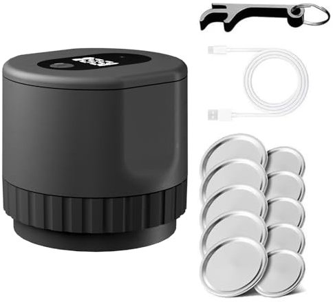 CENPEK Macchina Sottovuoto Elettrica per Alimenti per Barattoli Vetro Macchina Sottovuoto con Coperchi per Barattoli 8 Pezzi Sigillatrice Alimentare