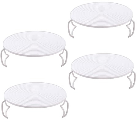 ABOOFAN Microwave Oven Tray Holder and Kitchen Steaming Rack 4pcs Set, Layered Food Storage Rack with Rounded Food Tray Holders for Home Microwave Cooking