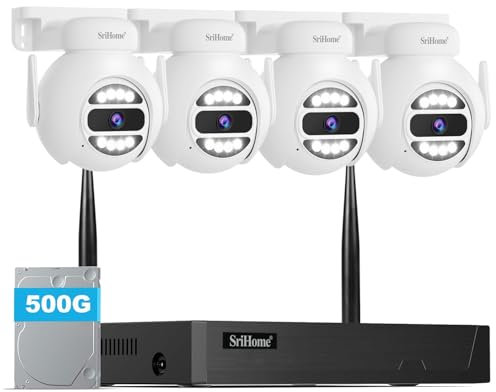SriHome Cámara de vigilancia PTZ NVS Kit, Incluyendo 4 * 5MP y 500G cámaras de Disco Duro, Seguimiento de Movimiento (NVR Kit with Host)