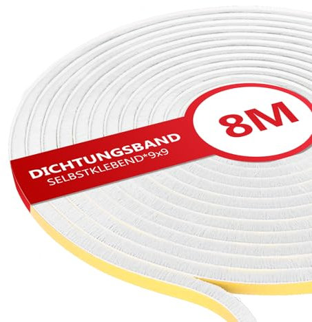 XEEINC 8M Bürstendichtung Selbstklebend, 9mm(B) x 9mm(D) Bürstendichtung für Rolladen Schiebetür, mit Idealer Klebkraft, Türbürstendichtung Insektenschutz für Fenster Tür - Weiß