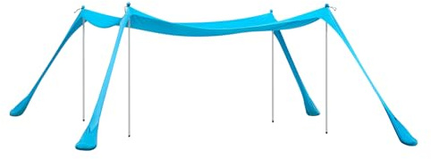 SoBuy Lycra Strandzelt Sonnensegel Strandmuschel Tragbarer Strandzelt mit Alu-Stangen Sonnenschutz einfacher Aufbau für Strand Hellblau BHT ca. 400x200x400cm OZT02-HB