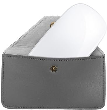kwmobile Estuche Compatible con Apple Magic Mouse/ThinkPad Mouse/Pebble Mouse/Xiaomi Mouse Funda - Estuche para Ratón de Cuero Genuino 13,5 x 8 cm - Carcasa Mouse Antigolpes - Gris