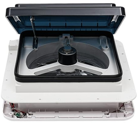 Areao Wohnmobil-Dachventilator, 12V Wohnmobil-Lüftungsventilator, Wohnmobil-Dachlüfter Dachventilator mit 4 LEDs, 6 Geschwindigkeiten, passend für Wohnmobile mit Öffnungen von 11,02 * 11,02 Zoll