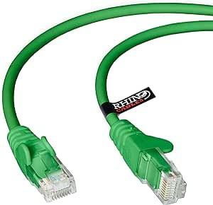 rhinocables CAT 5e High-Speed Ethernet Cable - Reliable LAN Network RJ45 Cable for Fast Internet & Data Transfer | Durable WiFi Broadband Cable for Gaming & Streaming, (1m, Green, Pack of 3) | Reliable LAN Network RJ45 Cable for Fast Internet & Data Transfer, Durable WiFi Broadband Cable for Gaming & Streaming