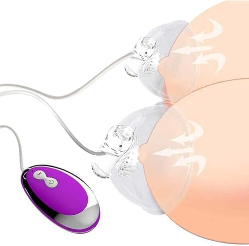 SETSCZY Mani Libere Elettrico Seno Pompa Massaggiatore Vibratore Succhia Capezzoli e Clitoride Coppe Lingua Leccare Reggiseno Stimolatore Sex Toys Enlarger Enhancer per Donne,Chiaro