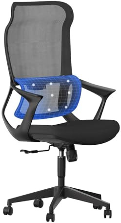 SANODESK Bürostuhl Ergonomisch Schreibtischstuhl Computerstuhl Höhenverstellbarer Sitz Kopfstütze Armlehne Lendenwirbelstütze Lenkrollen Arbeitsstuhl(Dunkelschwarz)