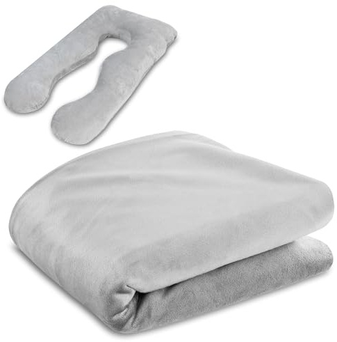 Totsy Baby Bezug für schwangerschaftskissen stillkissen XXL seitenschläferkissen Pregnancy Pillow groß komfortkissen u Form lagerungskissen schlafkissen abnehmbarem bezug 135 cm Oeko-Tex Dunkelgrau