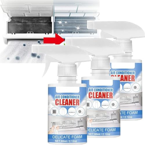 3 pcs Air Conditioner Cleaner Foam Spray, 60ml Air Conditioner Cleaner Multifunctional Foam Cleaner Spray Air Conditioner Coil Foaming Heavy Duty Detergent Cleaner