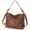 Kasgo Sac à Main Femme, Grand Multi-poches Sac Fourre Tout Femme en Cuir PU Élégant Pratique Sac Portés Épaule Main Sac Cabas Dame avec Longue Bandoulière Amovible pour Travail Voyage Marron