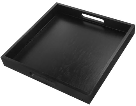 Ciieeo Assiette D'amuse-gueules Plateau Noir en Bois avec Poignée 30cm