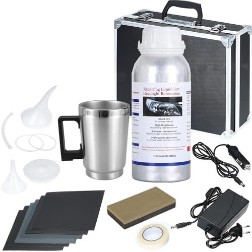 Xiaoqintedy Kit de Mantenimiento de Faros para automóviles, 800g Kit de Pulido de Faros con Tazas de atomización, Adecuado para Reparar Faros inexistentes