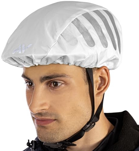 AVANA Regenschutz für Fahrradhelm reflektierender Helmüberzug Wasserdicht | Helm Überzug, Fahrrad Regenhaube, Reflektor Helm Abdeckung, Regenüberzug