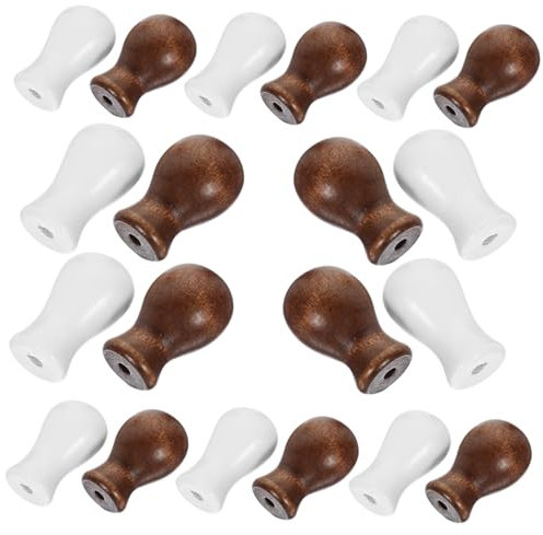 IMIKEYA 24pcs Wooden Blind Cord Pulls Brown White Bead End Charms Easy to Install Sturdy Window Blind Accessories for Home and Office Use