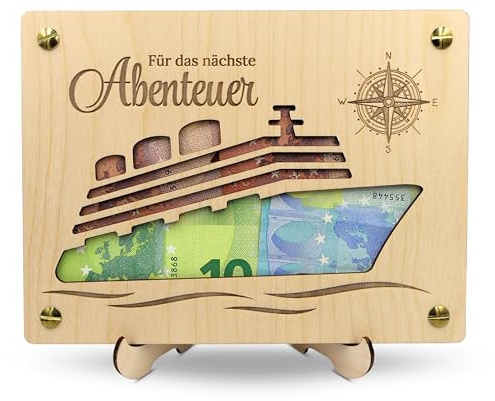 ZUKLA Verpackung für Geldgeschenk Reise XL 20 x 15 cm - Geschenke für Reisende - Geldgeschenk Schiffsreise - Reisekasse für die Kreuzfahrt - Reisegutschein Geschenk Verpackung - Handmade