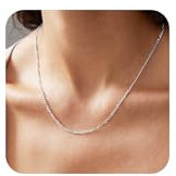 Esrael Silberkette Damen 3mm Figaro Silber Kette Halskette Damen Edelstahl Figaro Kette Silber Schmuck Geschenke für Frauen 20 Zoll