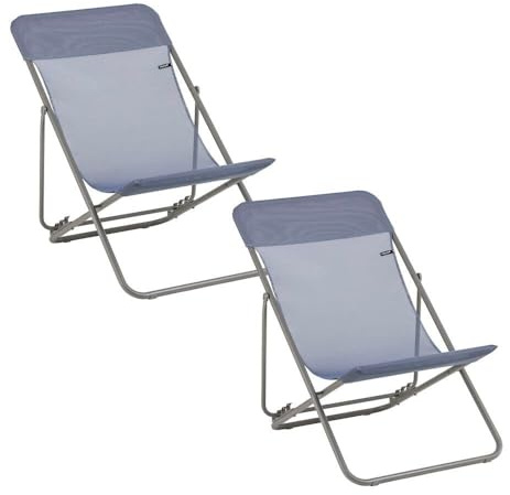 Lafuma MOBILIER - Set aus 2 klappbaren Liegestühlen - Maxi Transat - Batyline® Iso - Bleu Ocean BDL0003_9870-5 Jahre Garantie