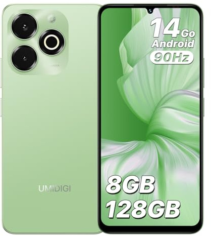 UMIDIGI G9x Handy, Android 14 Go Smartphone Ohne Vertrag, 8(4+4)+128GB/1TB TF Handy Günstig, 6.75 HD+ 90Hz Simlockfreie Handys, 5000mAh, Octa Core, Dual SIM 4G/Face ID/Fingerprint/13MP, Grün