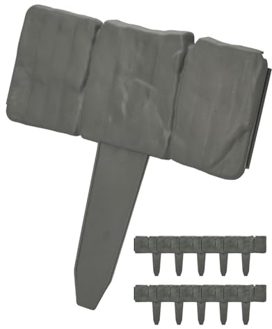 5 M Rasenkante Kunstoff, LA VANE 20 Stück Flexibler Steinoptik Beeteinfassung Beetumrandung Mähkante Erdspieß Mähkante Palisade für Garten Blumen Beet Gartenzaun