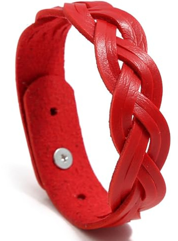 EMEMcharm armband dam flätat läderarmband 16–20 cm justerbart modetillbehör GM109, 16–20cm, Konstläder, Ingen ädelsten