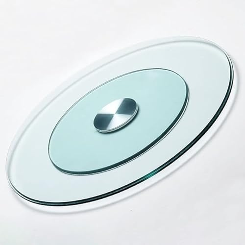 Plateau tournant à 360° – Plateau rond en verre trempé pour table de salle à manger, parfait pour les réunions de famille et les fêtes – Assiette de service décorative de 60 cm