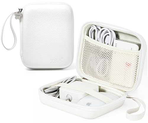 Linpr Organizador de Cargador para MacBook - Bolsa Organizadora para Dispositivos Electrónicos Portátiles, Accesorios de Viaje Utiles para MacBook, Cables USB y Baterías (Blanco, L)