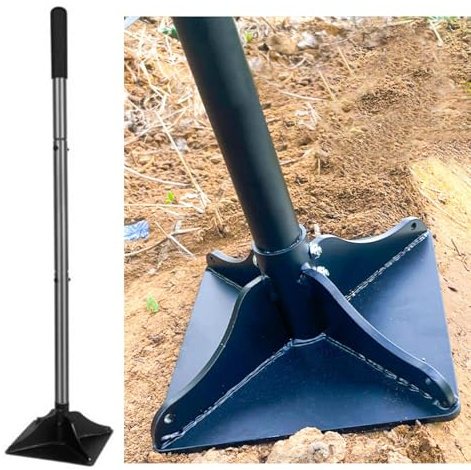 Robuster Stahlstampfer, 25,4 cm, 4,1 kg, Hof-Bodenverdichter für Landschaftsbau, Verdichtung von Boden, Kies, Asphalt, langlebiges Handstopfwerkzeug mit verstellbarem Griff (121,9 cm Länge) (25,4 cm)